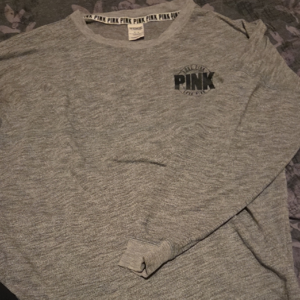 PINK Victoria's Secret Heather Gray Long Sleeve Tee